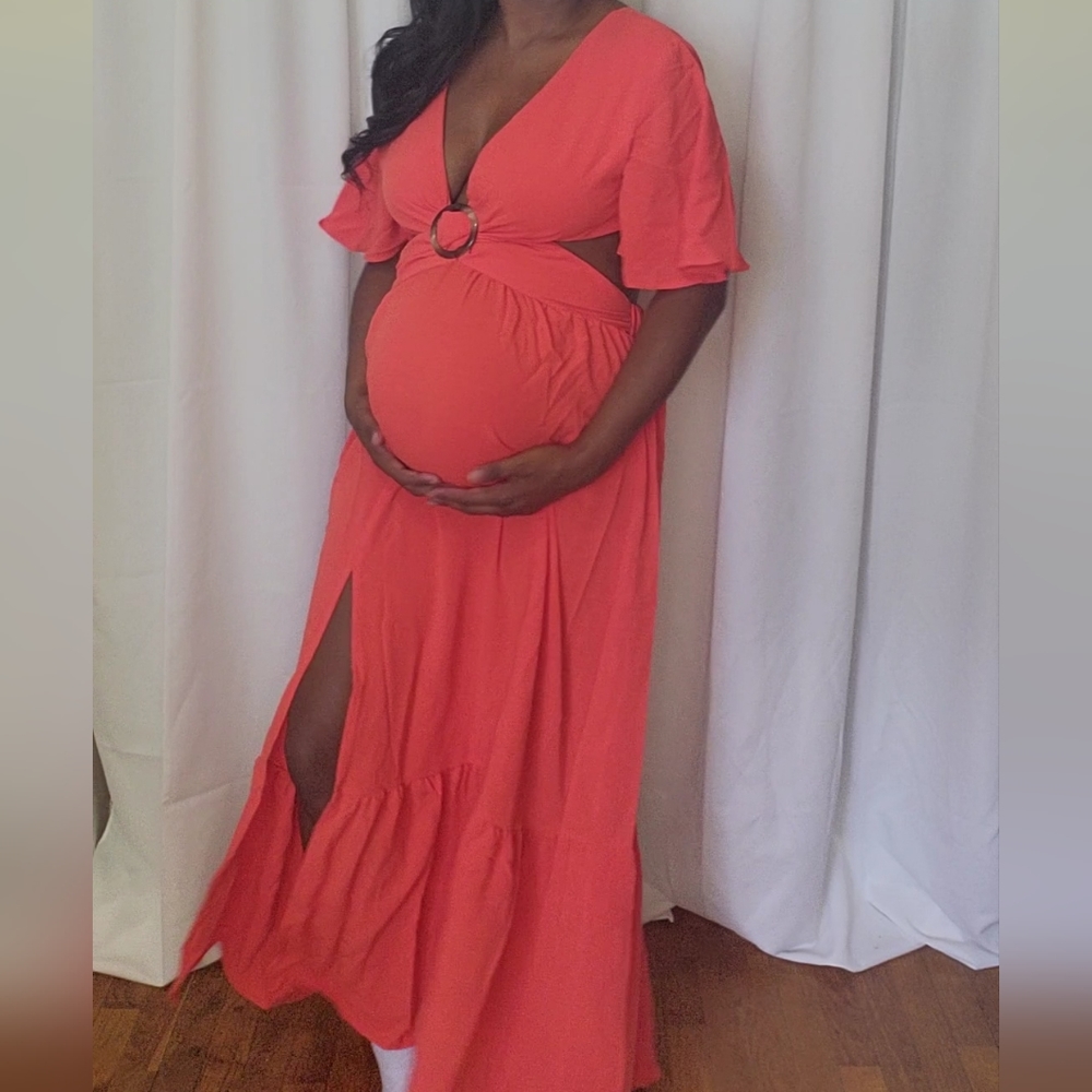 Orange floor length dress